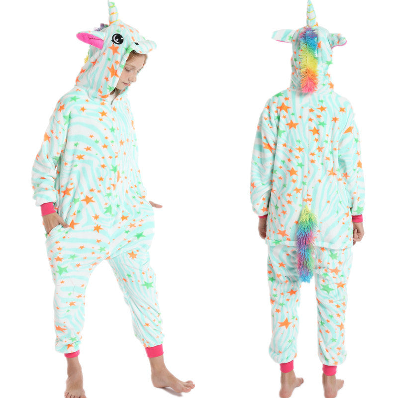 Kid Baby Girl Luminous Tianma Cartoon Animal One-piece Unicorn Pajamas