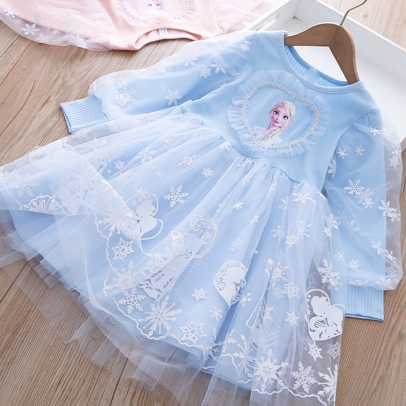 Kid Baby Girls Fashion Princess Frozen Spring Pomp Mesh Dresses