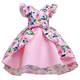 Kid Baby Girl Flying Sleeve Flower Causual Dress
