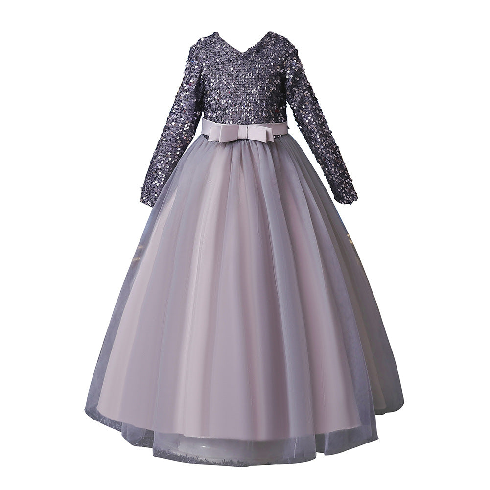 Kid Girls Long Sequined Princess Dresses
