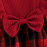 Baby Girls Red Pit Strip Plaid Christmas Climbing 3 Pcs Sets