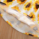 Kid Baby Girls Summer Printed One-shoulder Denim Shorts 2 Pcs Sets