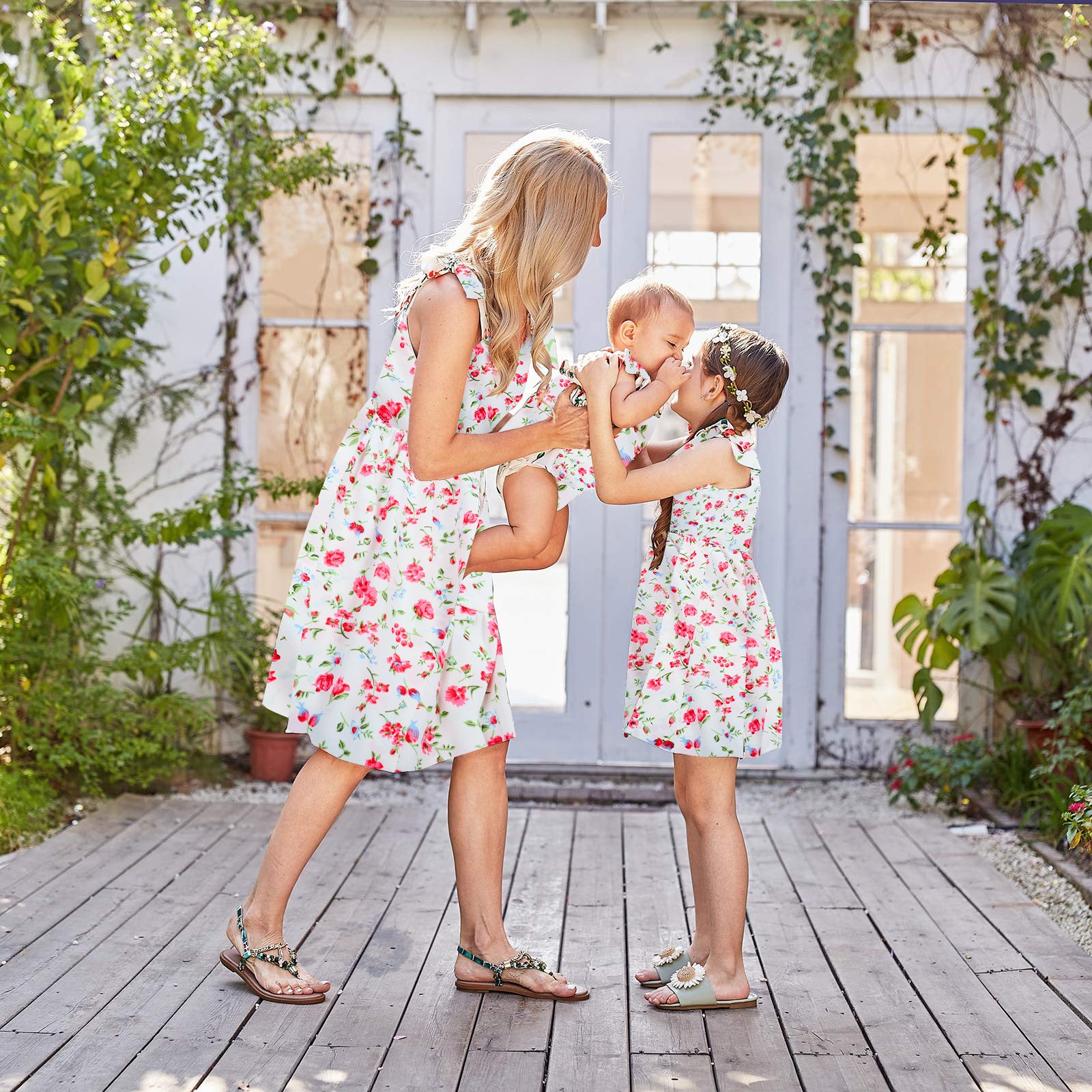 Family Matching Mother-daughter Parent-child Lovely Floral Dresses