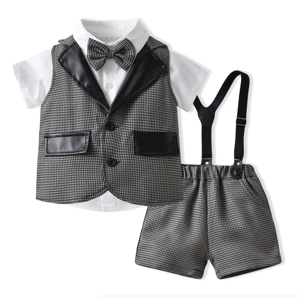 Kid Baby Boys Summer Short Sleeve Cotton Leather 3 Sets Pcs
