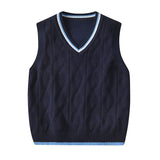 Kid Baby Boy Round Neck Jacquard Knit Waistcoat Pure Cotton Sweater Vest