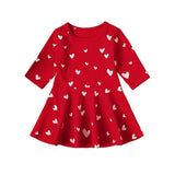 Baby Girl Love Printed Long Sleeve Valentine Dresses
