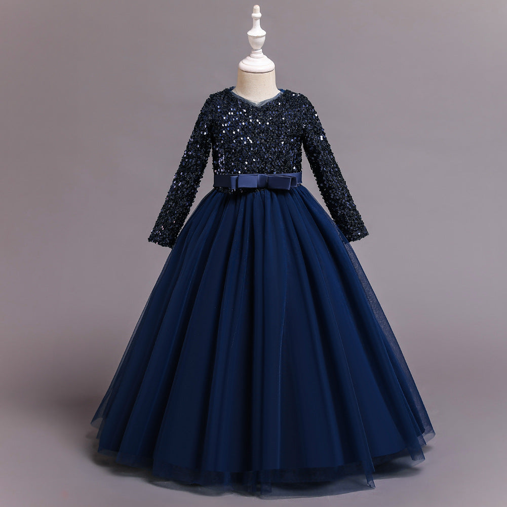 Kid Girl Princess Host Sequin Gauze Wedding Pompous Dresses