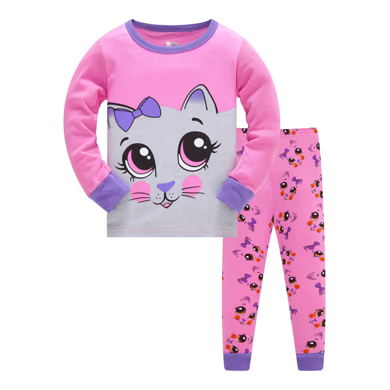 Kid Girl Pajamas Air-conditioned Long Sleeve Thread Cotton Suits