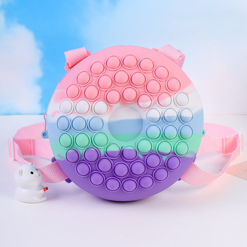 Kids Cartoon Backpack Change Purse Cute Doughnut Silicone Bag