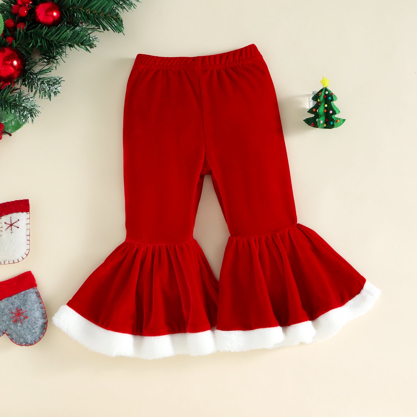 Baby Girl Christmas Autumn Winter Letter Velvet Splicing 2 Pcs Sets