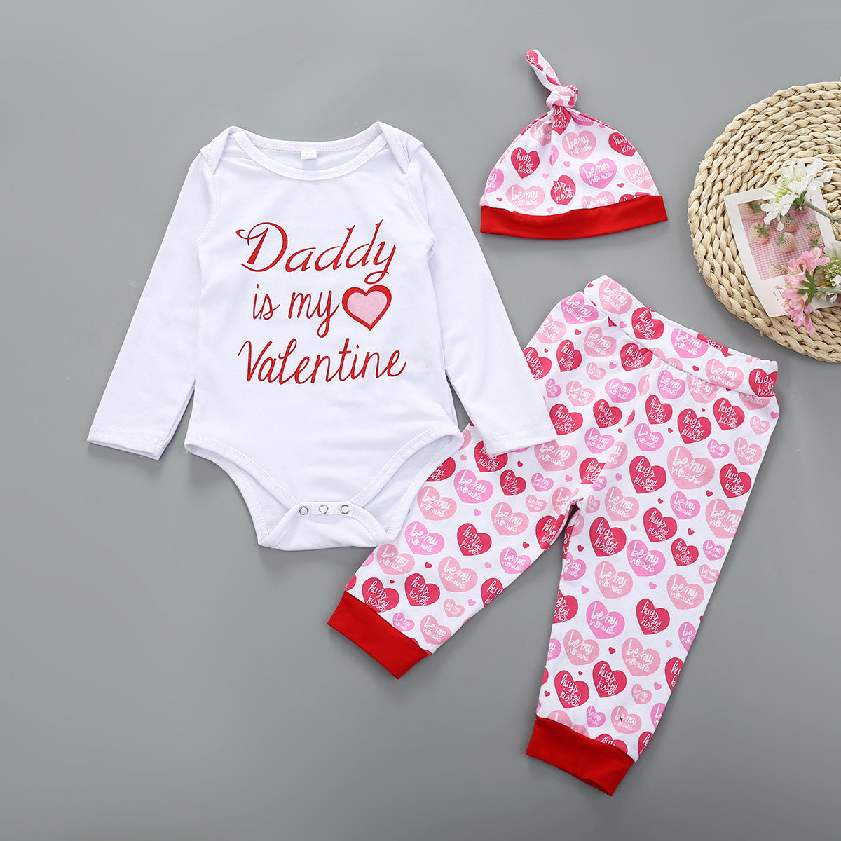 Baby Girl Long Sleeve Valentine's Day Spring 3 Pcs Set