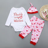 Baby Girl Long Sleeve Valentine's Day Spring 3 Pcs Set
