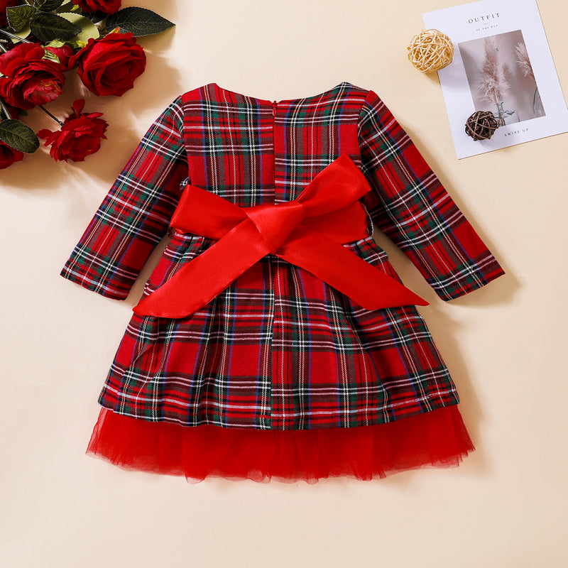Kid Baby Girl Long-sleeved Gauze Princess Christmas Dresses