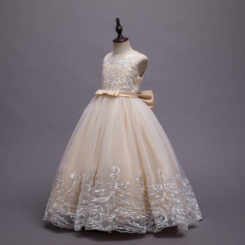 Kid Girl Princess Floral Lace Gown Sequins Gradual Change Dresses