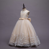 Kid Girl Princess Floral Lace Gown Sequins Gradual Change Dresses