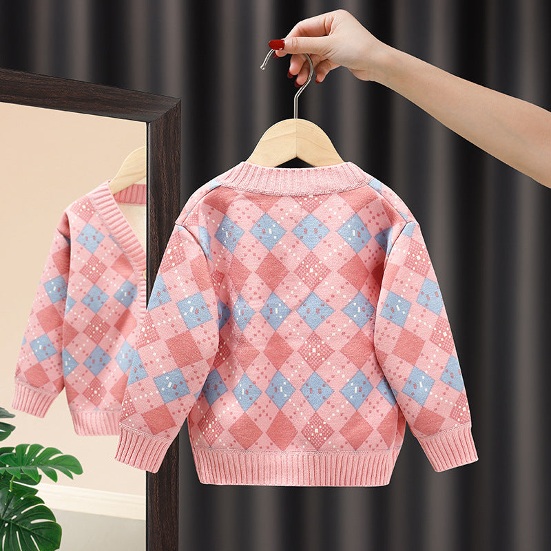 Kid Baby Girl Sweater Plush Spring Autumn Knitted Cardigans