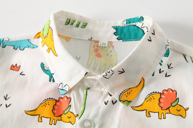 Kid Baby Boys Summer Suit Cartoon Dinosaur 2 Pcs Set