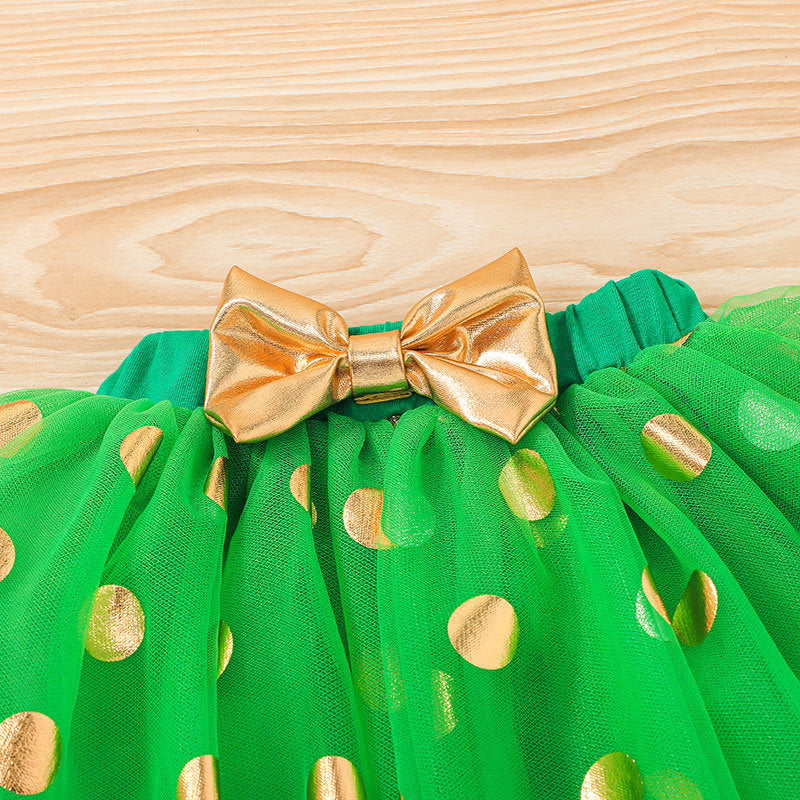 Baby Girl Summer St. Patrick's Day Four-leaf Alphabet Suit 2 Pcs Sets