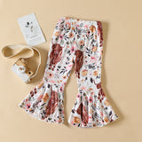 Kid Baby Girl Cartoon Flower Animal Print Flare Pants
