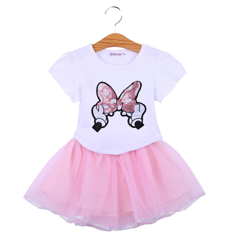 Kid Baby Girls Summer Cartoon Short Sleeve 2 Pcs Sets