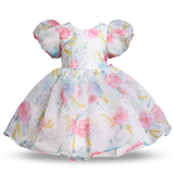 Kid Baby Girls Princess Bubble Sleeve Mesh Pompous Dresses