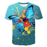 Kid Boy Girl Short Sleeve Beautiful Butterfly 3D Printing Cool Loose T-shirt