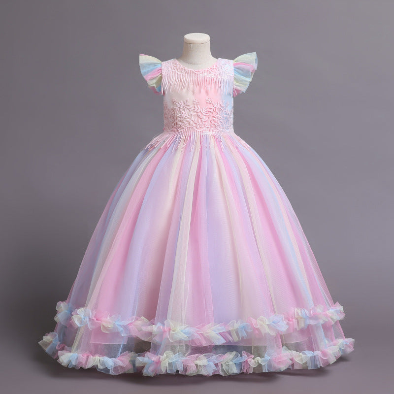 Kid Girls New Princess Long Summer Piano Performance Dresses
