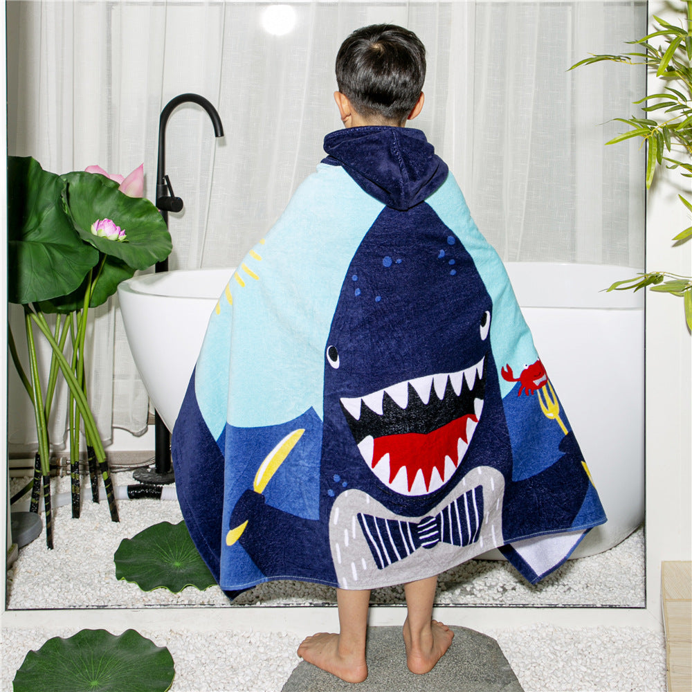 Baby Bathrobe Cartoon Bath Towel Robe Hooded Cloak Beach Towel Pajamas