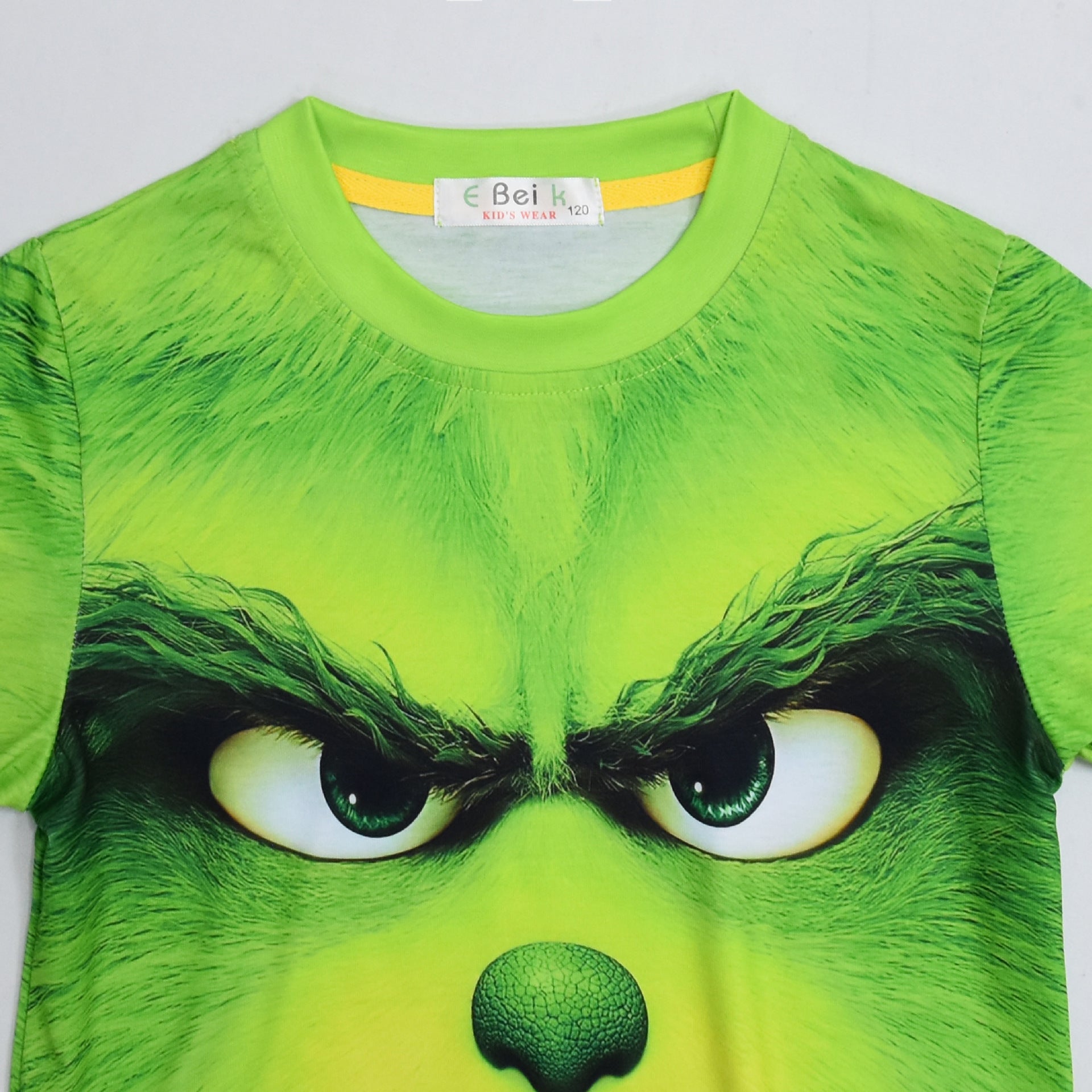 Kid Boy Christmas Green Fur Monster Long Sleeve Sets Pajamas