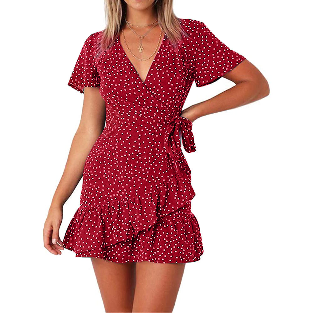 Family Matching Mother Daughte  Wave Point Wooden Loose Casual Dresses