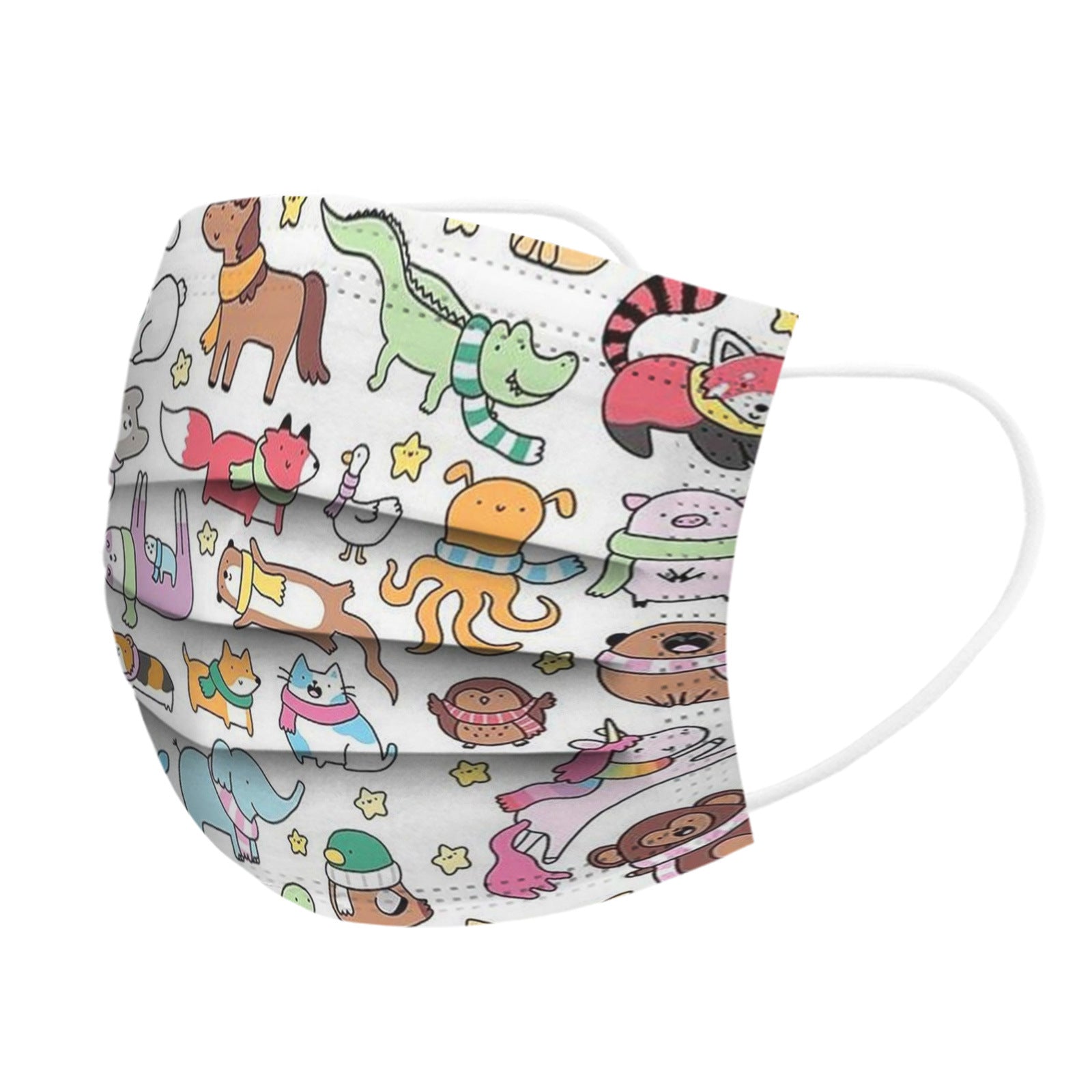 Kid Disposable Cute Pet Small Animal Series Spiny Printing Mask 10 Pcs