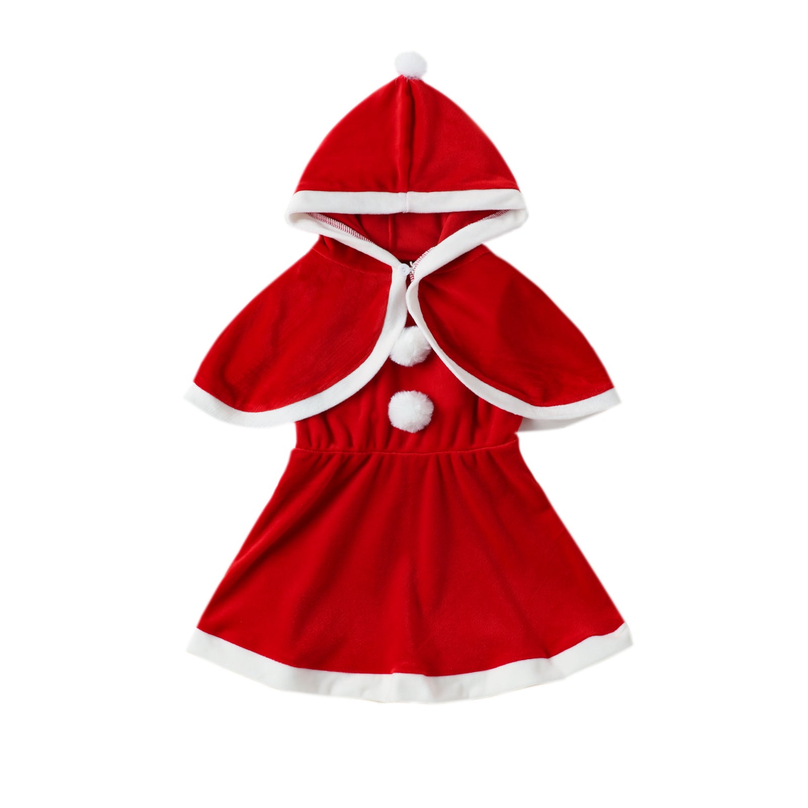 Kid Baby Girls Christmas Red Fox Velvet Hooded Dresses