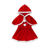 Kid Baby Girls Christmas Red Fox Velvet Hooded Dresses