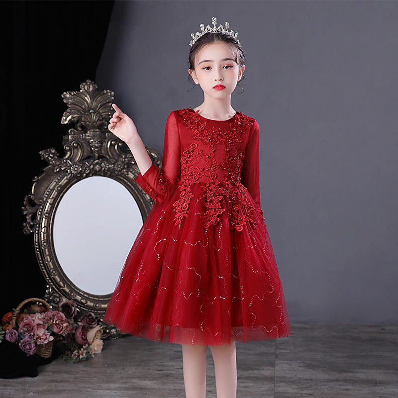 Autumn Spring Kids Girl Princess Formal Pengant Dresses