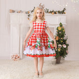 Kid Baby Girl Santa Claus Snow Forge Printed Cotton Christmas Dresses