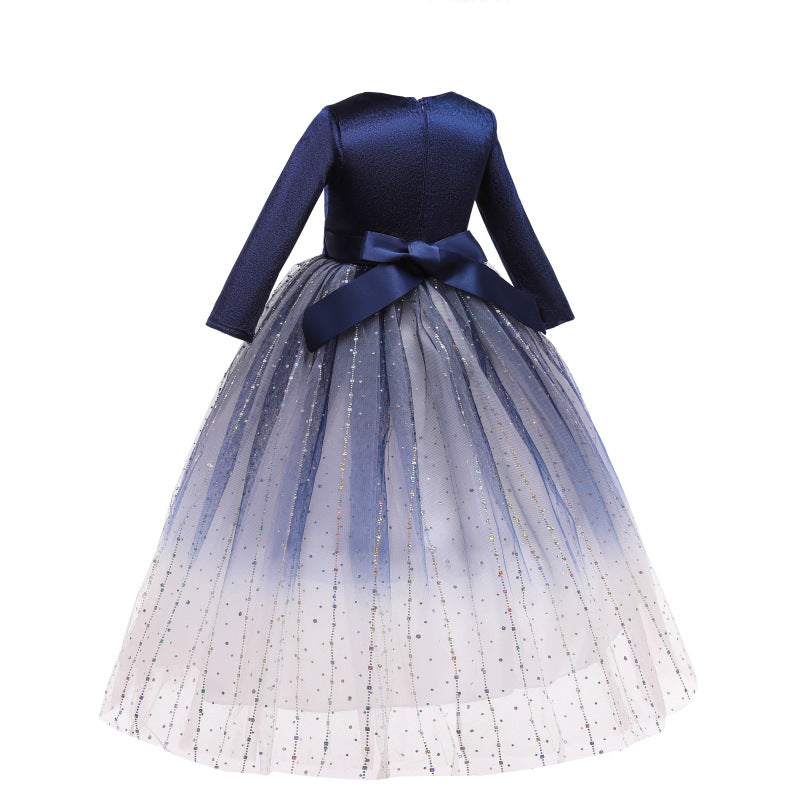 Kid Girl Long Sleeve Autumn Birthday Princess Piano Performance Dresses