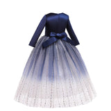 Kid Girl Long Sleeve Autumn Birthday Princess Piano Performance Dresses