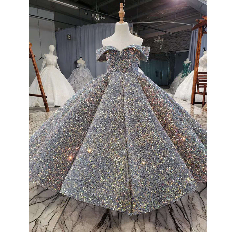 Kid Baby Girl Catwalk Princess Poncho Yarn High-end Dresses