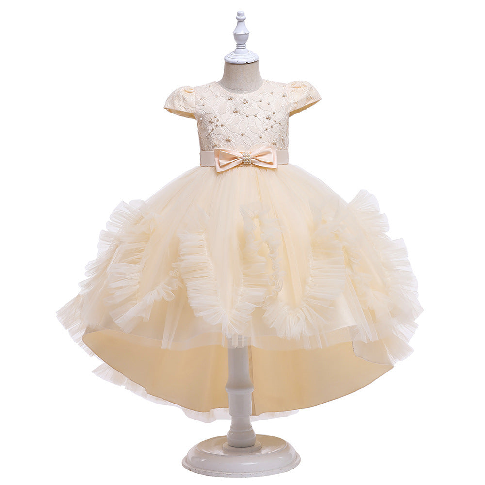 Kid Baby Girl Princess Trailing Wedding Shampong Gauze Host Dresses