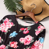 Family Maatching Long-sleeved Floral Print Long  Dress