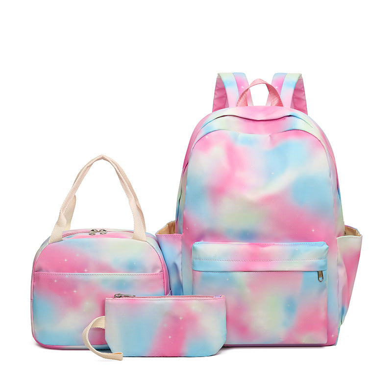 Kid Gradient Rainbow School Bag Large Capacity Backpack 3 Pcs Sets