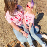 Family Matching Mother Child Cotton Short Sleeves T-shirt