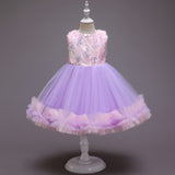 Kid Baby Girls Big Sequins Gauze Bow Tie Princess Pompous Dresses