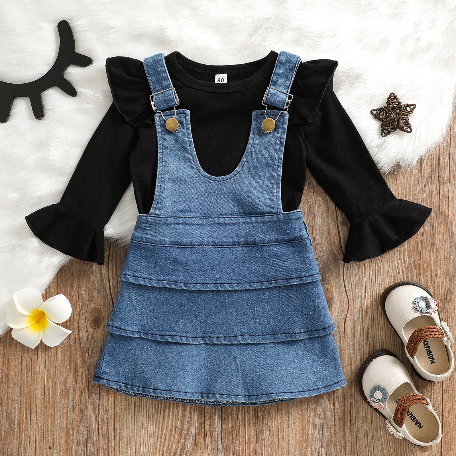 Kid Baby Girl Suit Jean Slip Dresses 2 Pcs Sets