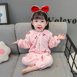 Baby Girl One-piece Autumn Winter Fleece Thickened Flannel Pajamas