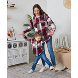 Family Matching Long Sleeves Button-down Plaid Blouse Shirts