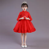 Kid Girl Long Sleeve Princess Evening Pompous Gauze Dresses