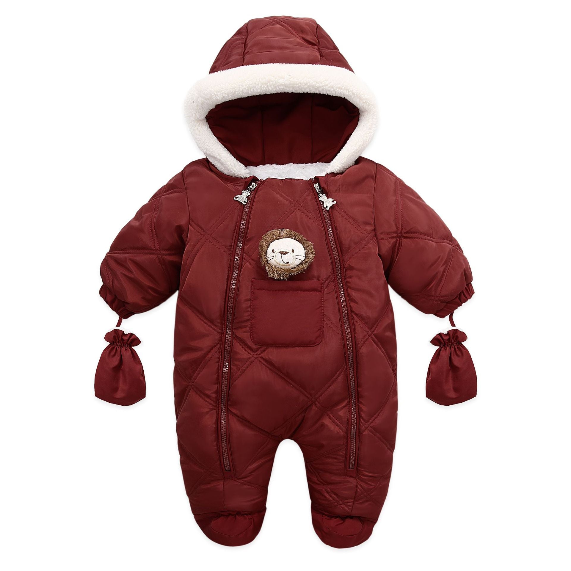 Thick Warm Infant Baby Jumpsuit Hooded Fleece Winter Autumn Overalls Romper