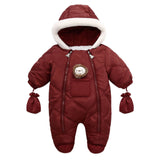 Thick Warm Infant Baby Jumpsuit Hooded Fleece Winter Autumn Overalls Romper