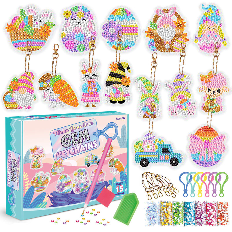 Easter Series Diamond Dotted Key Chain DIY Kid Gifts